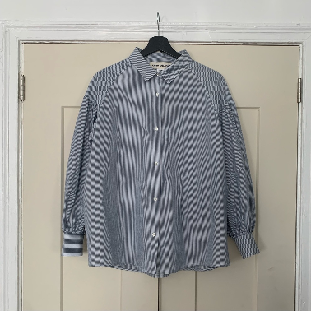 Caron Callahan Verses Shirt in Blue Ticking Stripe